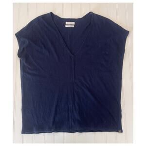 Billy Reid Cap Sleeve V Neck Boxy Cotton Cashmere Top Shirt Size OVERSIZED Small